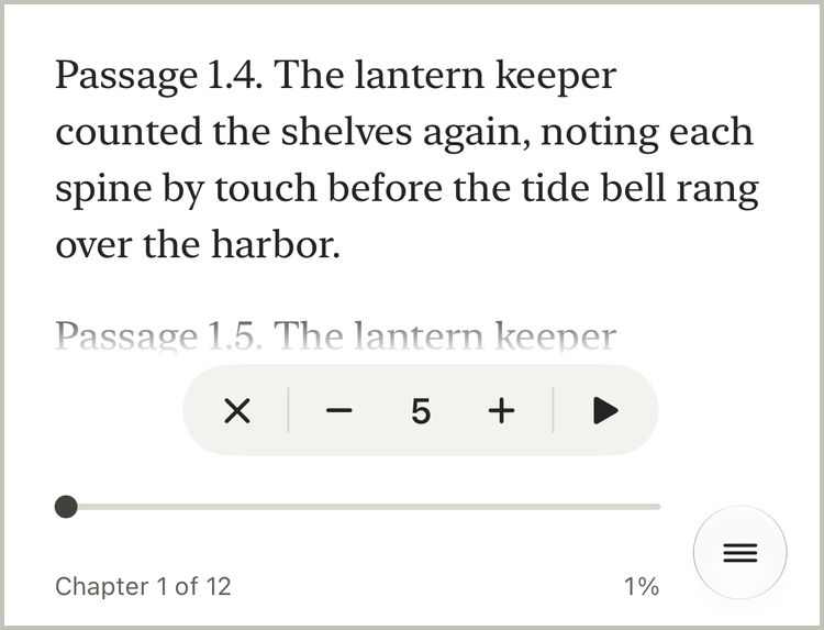 Auto-scroll paused, with Stop, speed and Resume