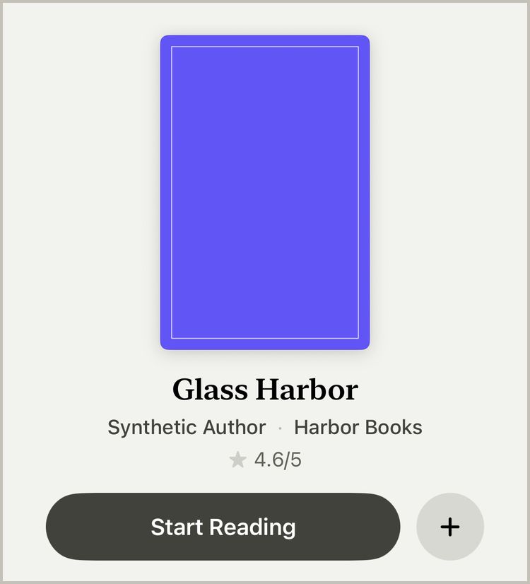 A book's page with Start Reading and the + button