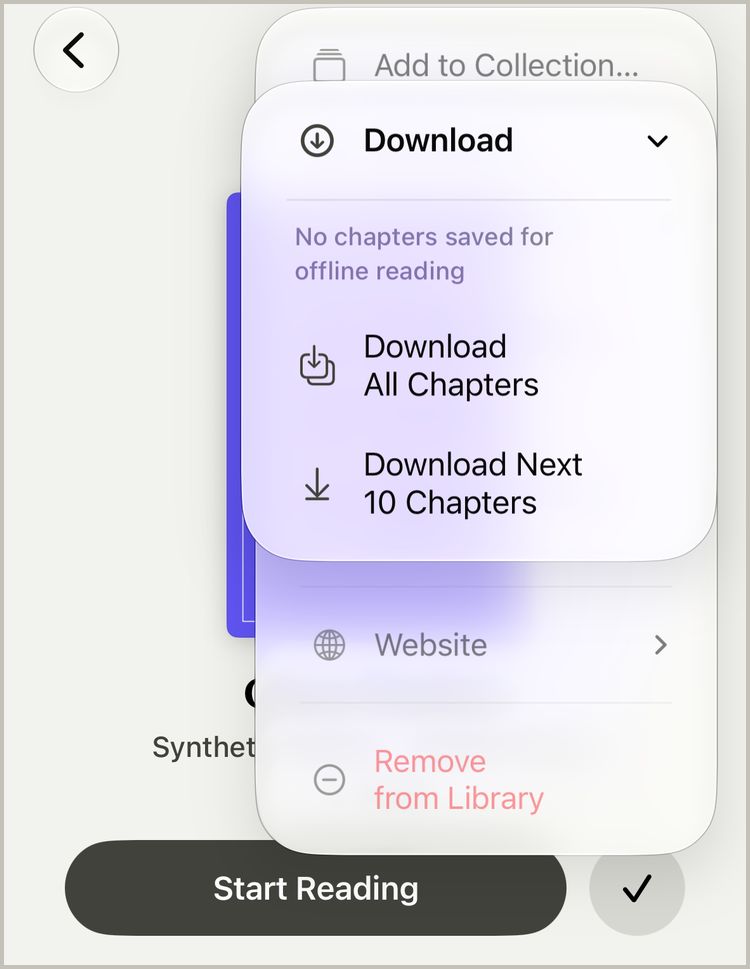 A book's Download menu
