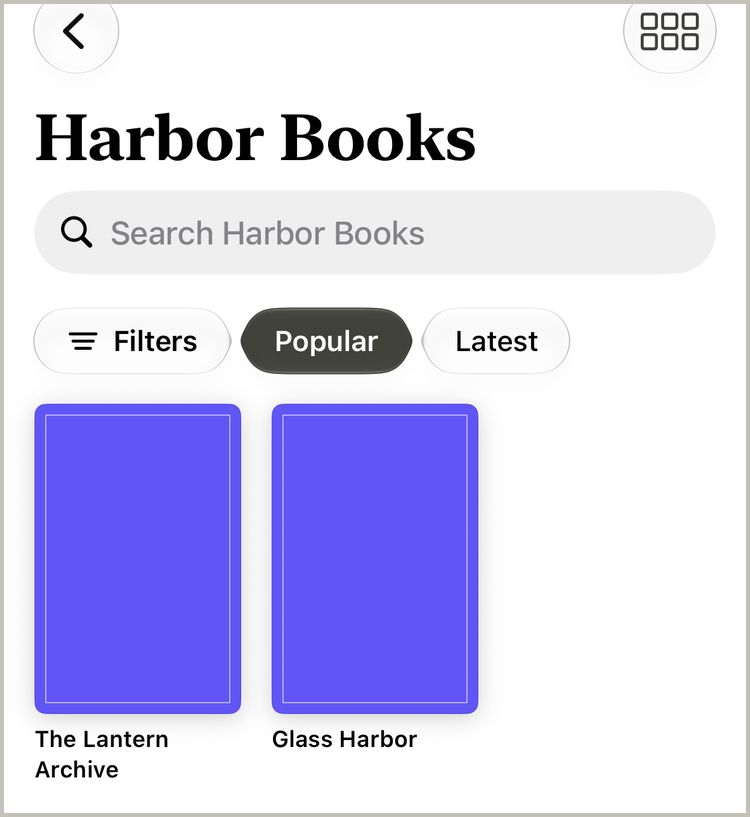A source's page with Filters, Popular and Latest